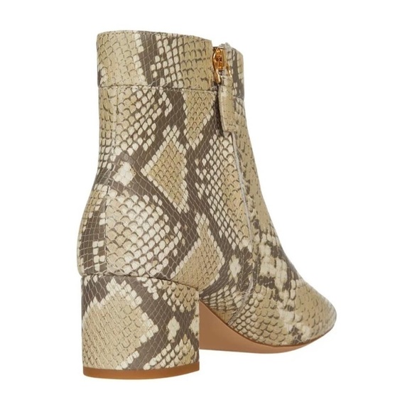 Nib Ralph Lauren Wynne II Python Embossed Leather Block Heel Booties Boots - Picture 4 of 16